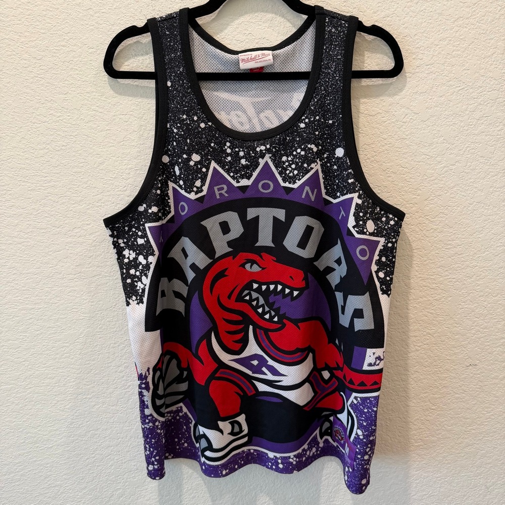 Mitchell & Ness Toronto Raptors Mesh Tank Top Jersey Purple Black Splatter M
